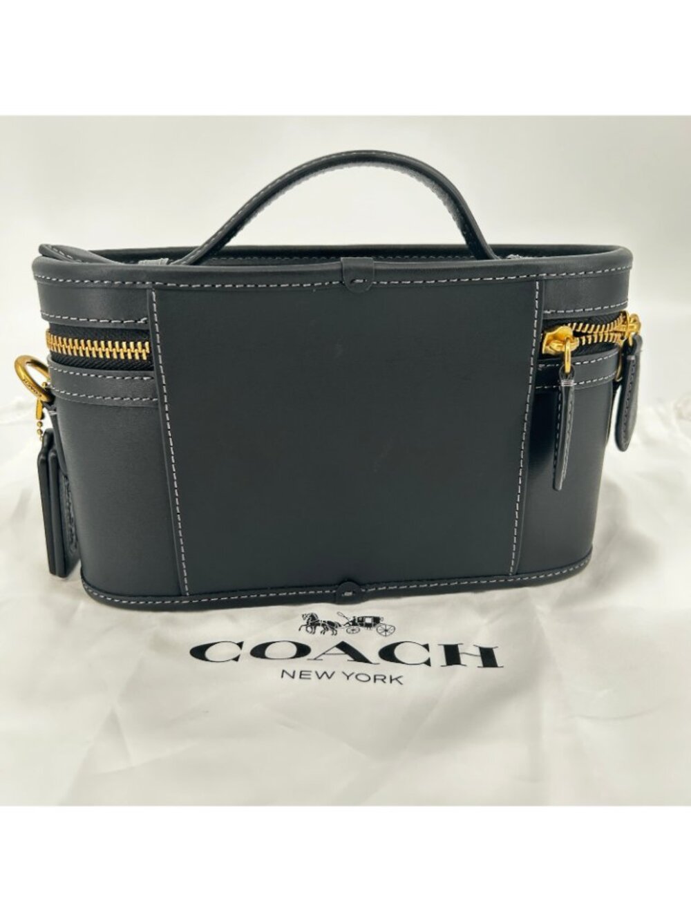 Coach The Trail Bag CBG93 Black Glovetanned Leather Crossbody Top Handle Zip - Picture 3 of 16